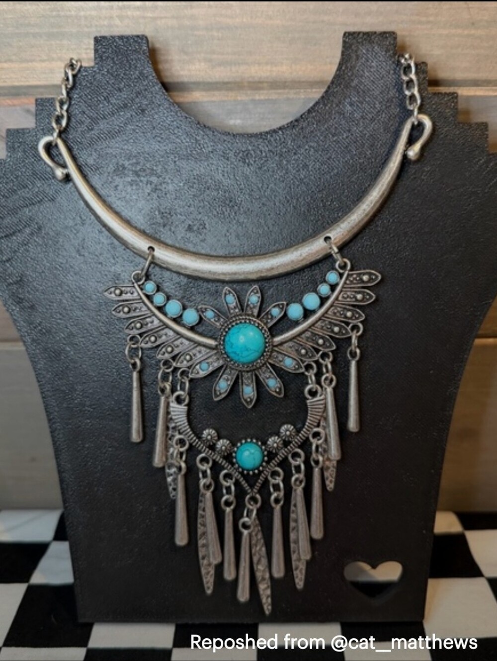 Boho Turquoise Fringe Statement Necklace - Women Jewelry
